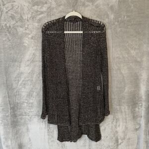 Witchy Whimsigoth Open Knit Hi Lo Sweater Cardigan Charcoal Sparkle Med Grunge